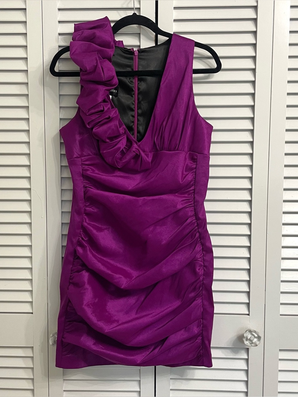 Vtg Jessica McClintock Purple Ruched Deep V Neck Bodycon Dress Prom Party Sz 10